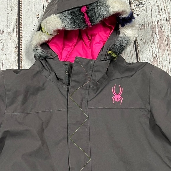 Kids Girls Spyder Ski Skiing Snowboarding Hooded Jacket Size XL - Picture 4 of 10